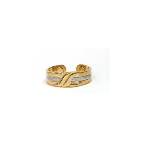 Streak Design Silver & Gold Finished Copper Ring