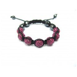 Dark Pink Fuchsia Crystal Ball Shamballa Bracelets Adult