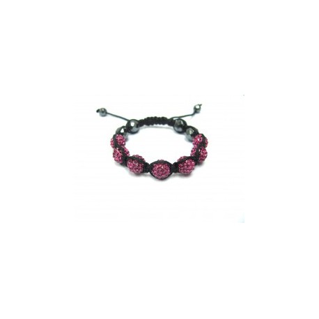 Dark Pink Fuchsia Crystal Ball Shamballa Bracelets Adult