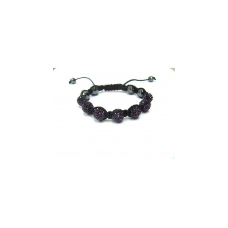 Dark Purple Crystal Ball Shamballa Bracelets Adult