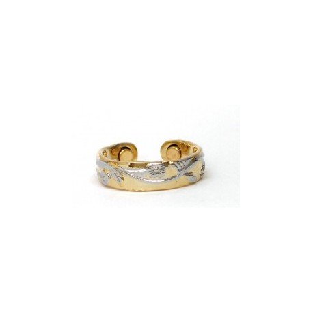 Floral Design Silver & Gold Finished Copper Ring