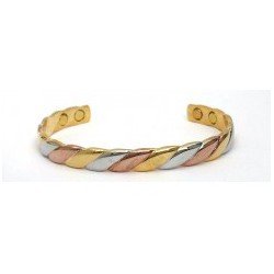 Weave Design Silver & Gold Finished Copper Bangle