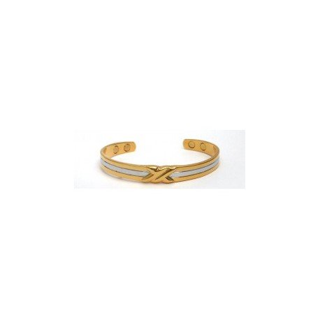 Streak Design Silver & Gold Finished Copper Bangle