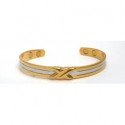 Streak Design Silver & Gold Finished Copper Bangle