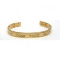 Engraved Leaf Design Gold Finished Copper Bangle
