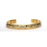 Floral Embossed Design Silver & Gold Finished Copper Bangle