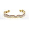 Tri Colour Wavey Design Silver & Gold Finished Copper Bangle