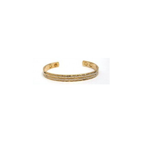 Engraved Design Silver & Gold Finished Copper Bangle