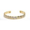 Floral Link Design Silver & Gold Finished Copper Bangle