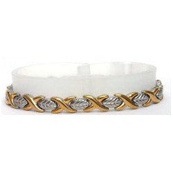 Abstract Leaf Matt Silver & Gold Stainless Steel Bracelet