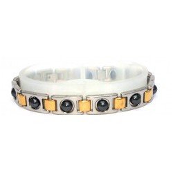 Rolling Ball Hematite Silver & Gold Stainless Steel Bracelet