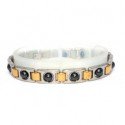 Rolling Ball Hematite Silver & Gold Stainless Steel Bracelet