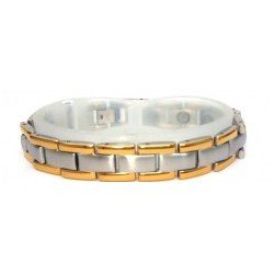 Traditional Link Matt Silver & Gold Stainless Steel Bracelet