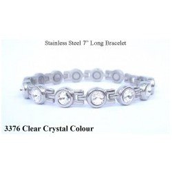 Clear Crystal Silver Stainless Steel Bracelet