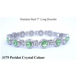 Peridot Crystal Silver Stainless Steel Bracelet