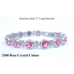 Rose Crystal Silver Stainless Steel Bracelet