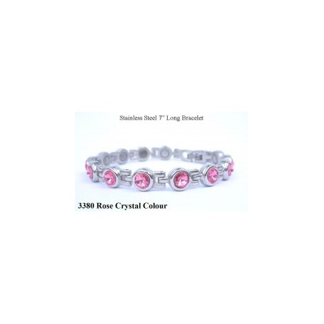 Rose Crystal Silver Stainless Steel Bracelet