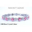 Rose Crystal Silver Stainless Steel Bracelet