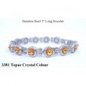 Topaz Crystal Silver Stainless Steel Bracelet