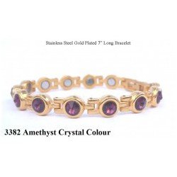 Amethyst Crystal Gold Stainless Steel Bracelet