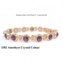 Amethyst Crystal Gold Stainless Steel Bracelet