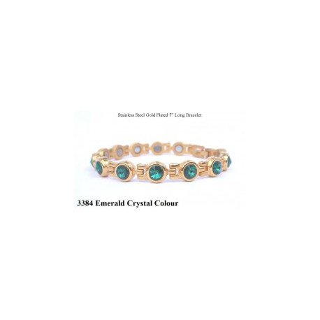 Emerald Crystal Silver Stainless Steel Bracelet