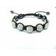 AB White Crystal Ball Shamballa Bracelets Adult