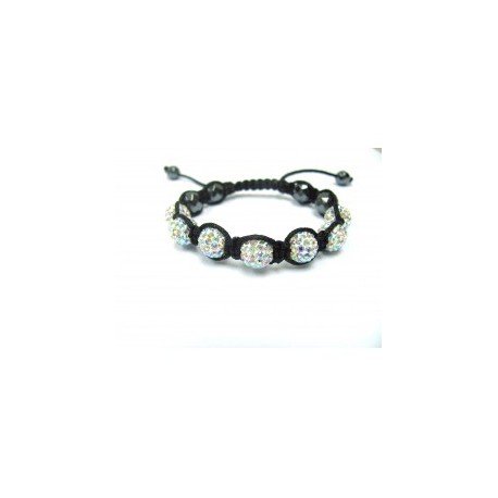 AB White Crystal Ball Shamballa Bracelets Adult